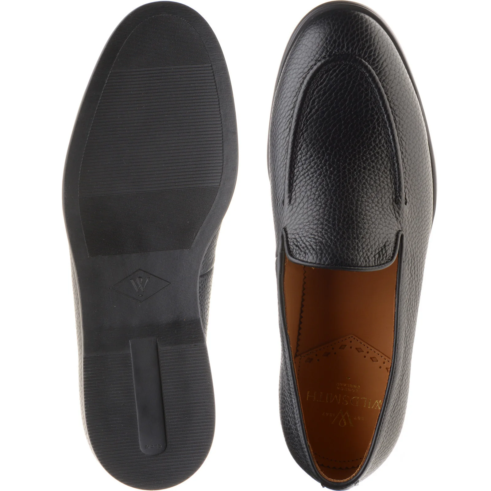 Wildsmith Model 1 mens rubber-soled loafers in black grain - Image 3