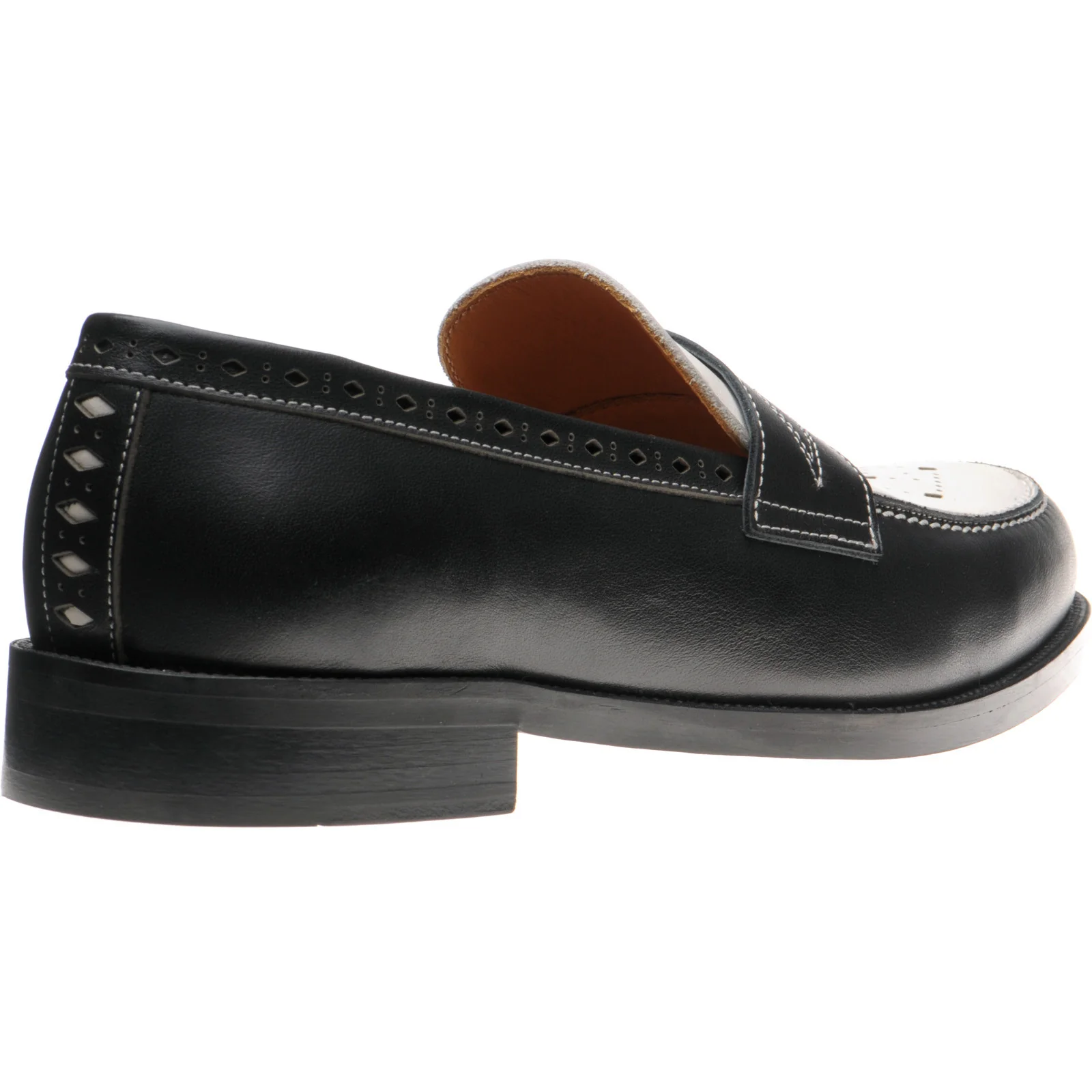 Wildsmith Model 110 mens two-tone rubber-soled loafers in black and off white calf - Image 4