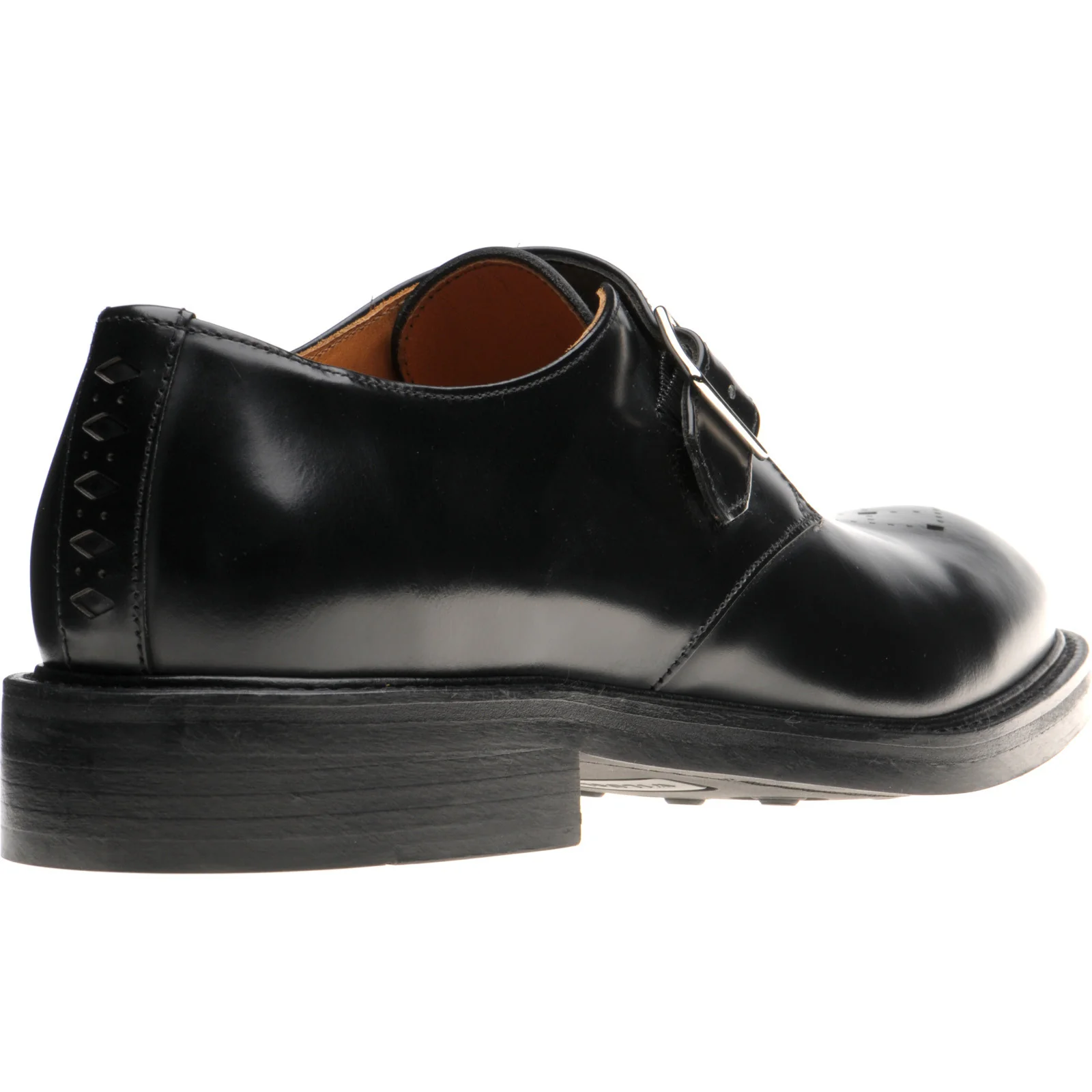 Wildsmith Model 120 mens rubber-soled monk shoes in black polished - Image 4