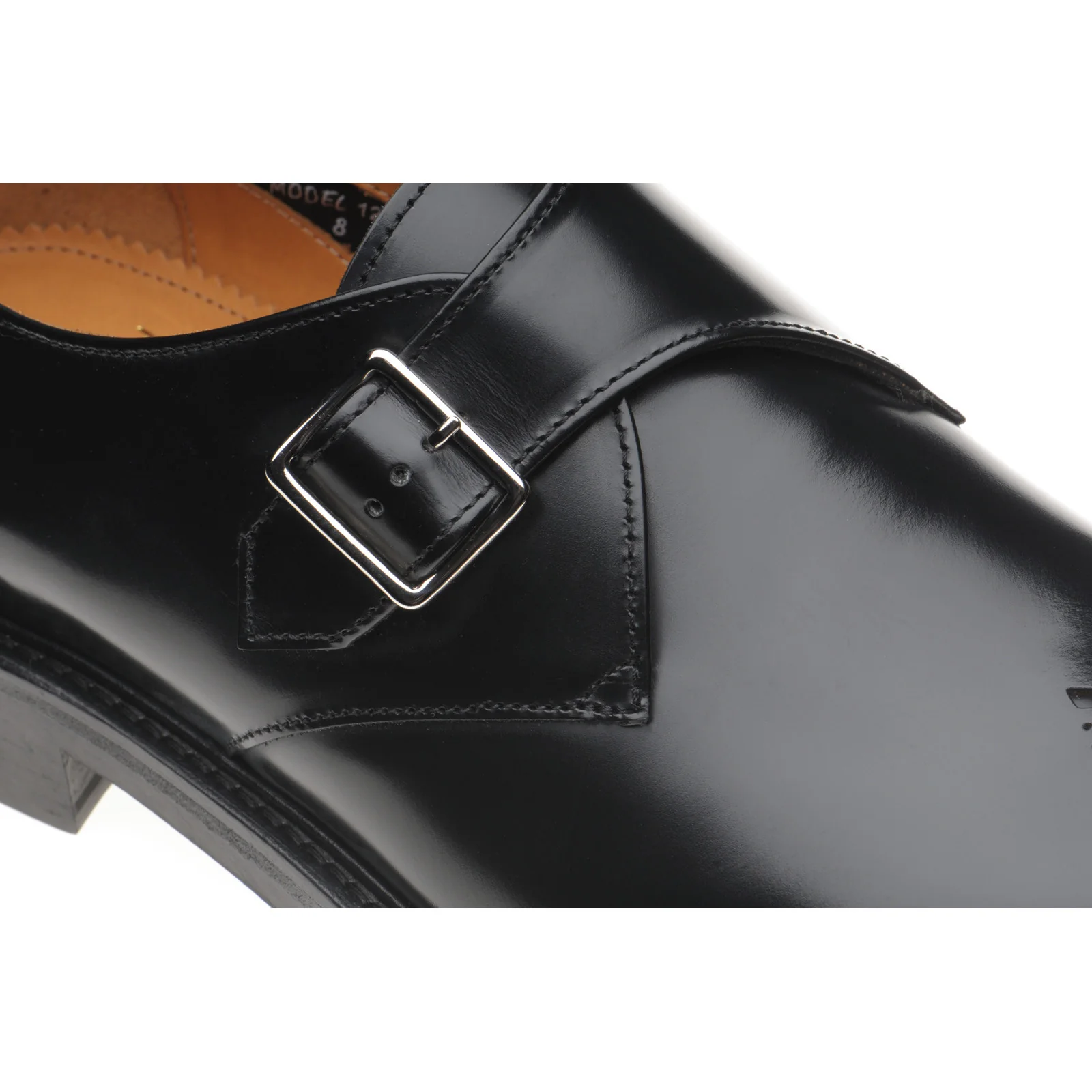 Wildsmith Model 120 mens rubber-soled monk shoes in black polished (second) - Image 5