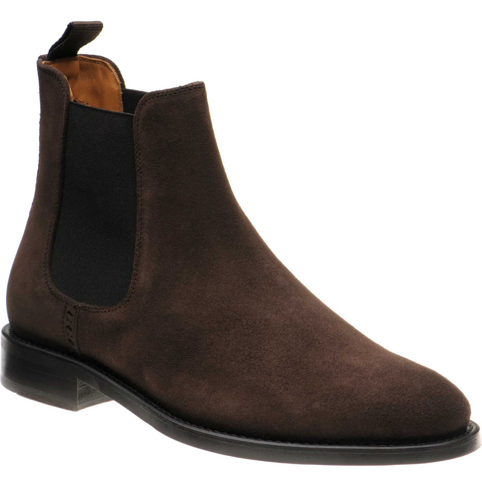 Wildsmith Model 170 mens rubber-soled Chelsea boots in dark brown suede