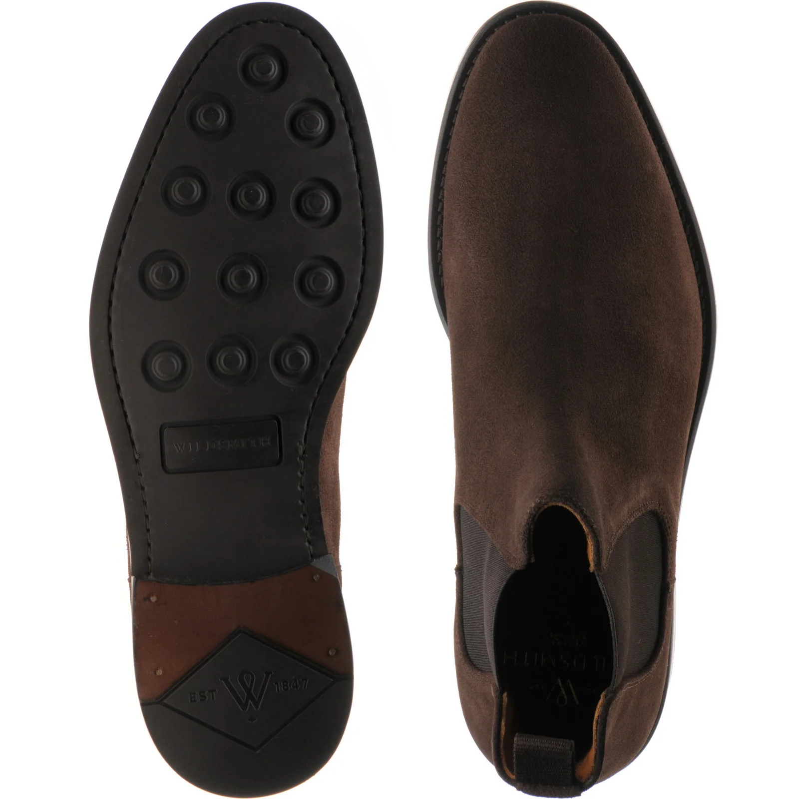 Wildsmith Model 170 mens rubber-soled Chelsea boots in dark brown suede - Image 3