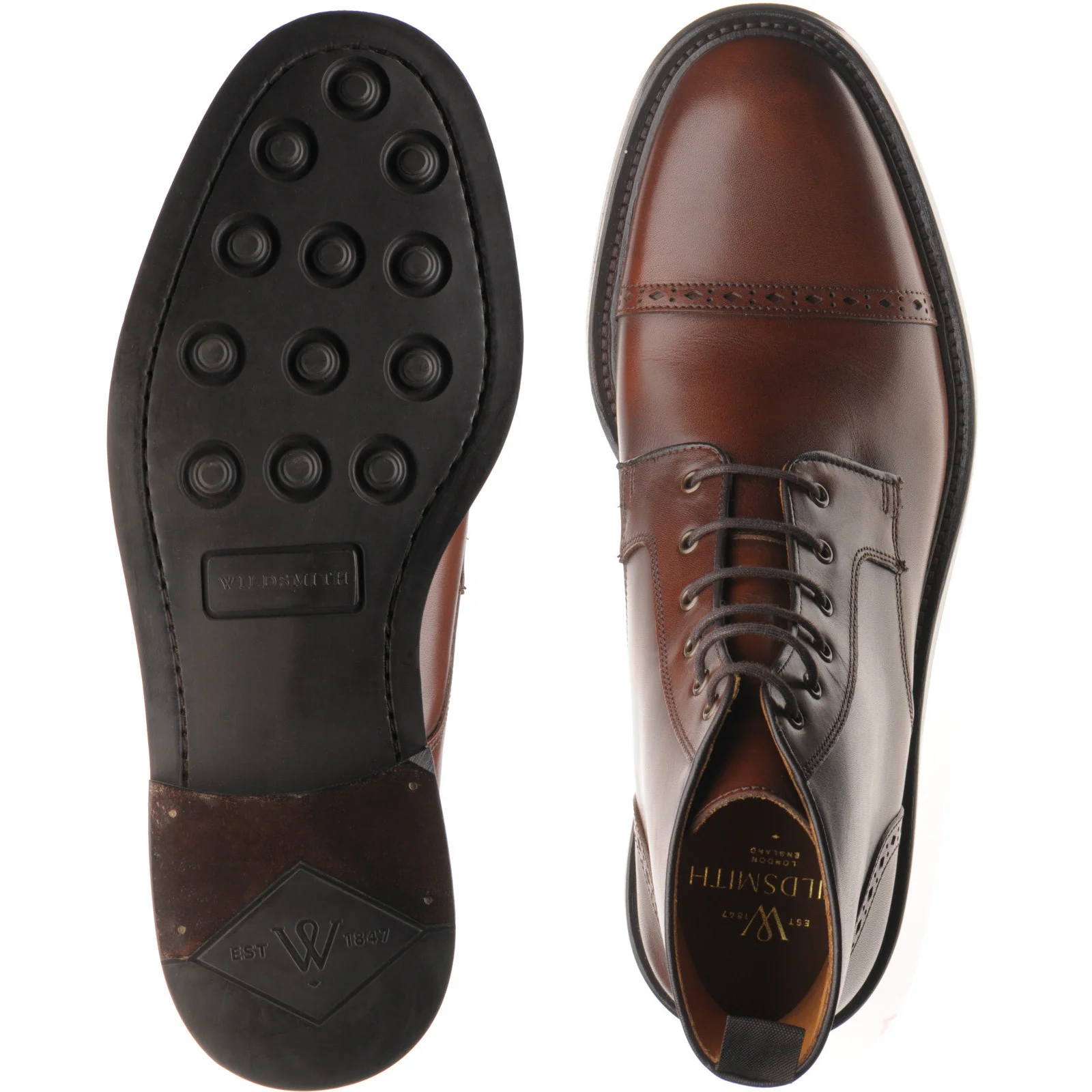 Wildsmith Model 18 mens rubber-soled boots in cognac calf - Image 3
