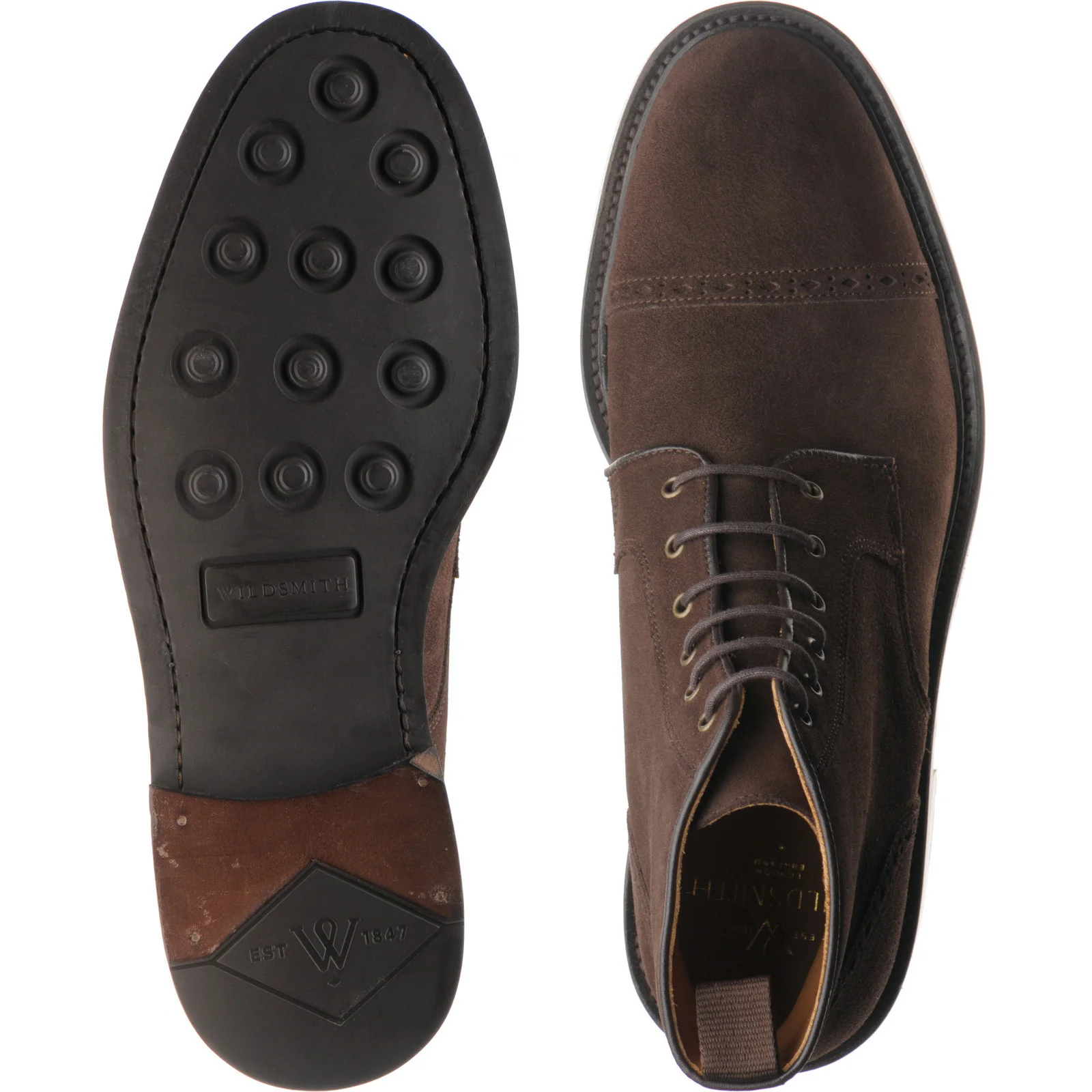 Wildsmith Model 18 mens rubber-soled boots in dark brown suede - Image 3