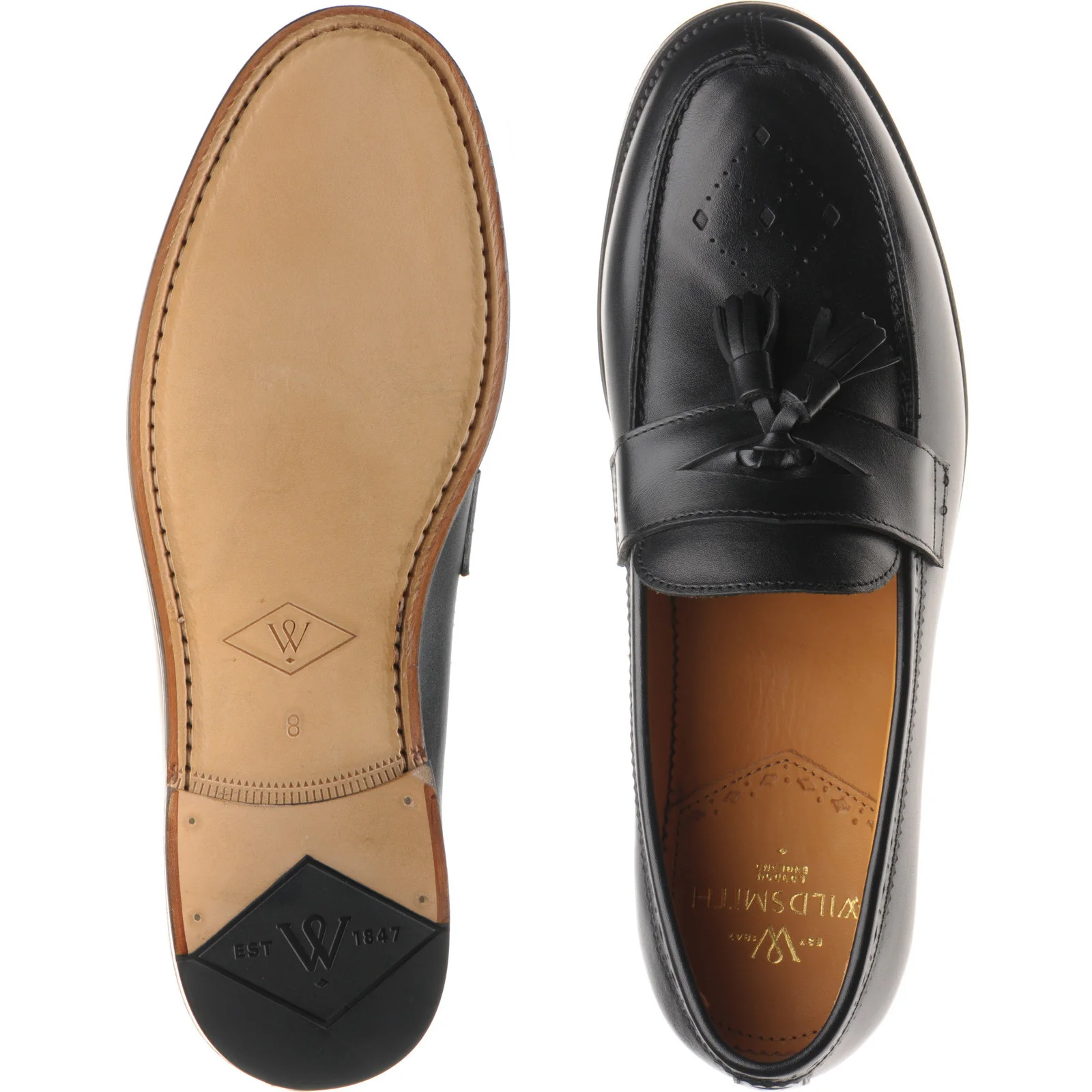 Wildsmith Model 27 mens tasselled loafers in black calf - Image 3