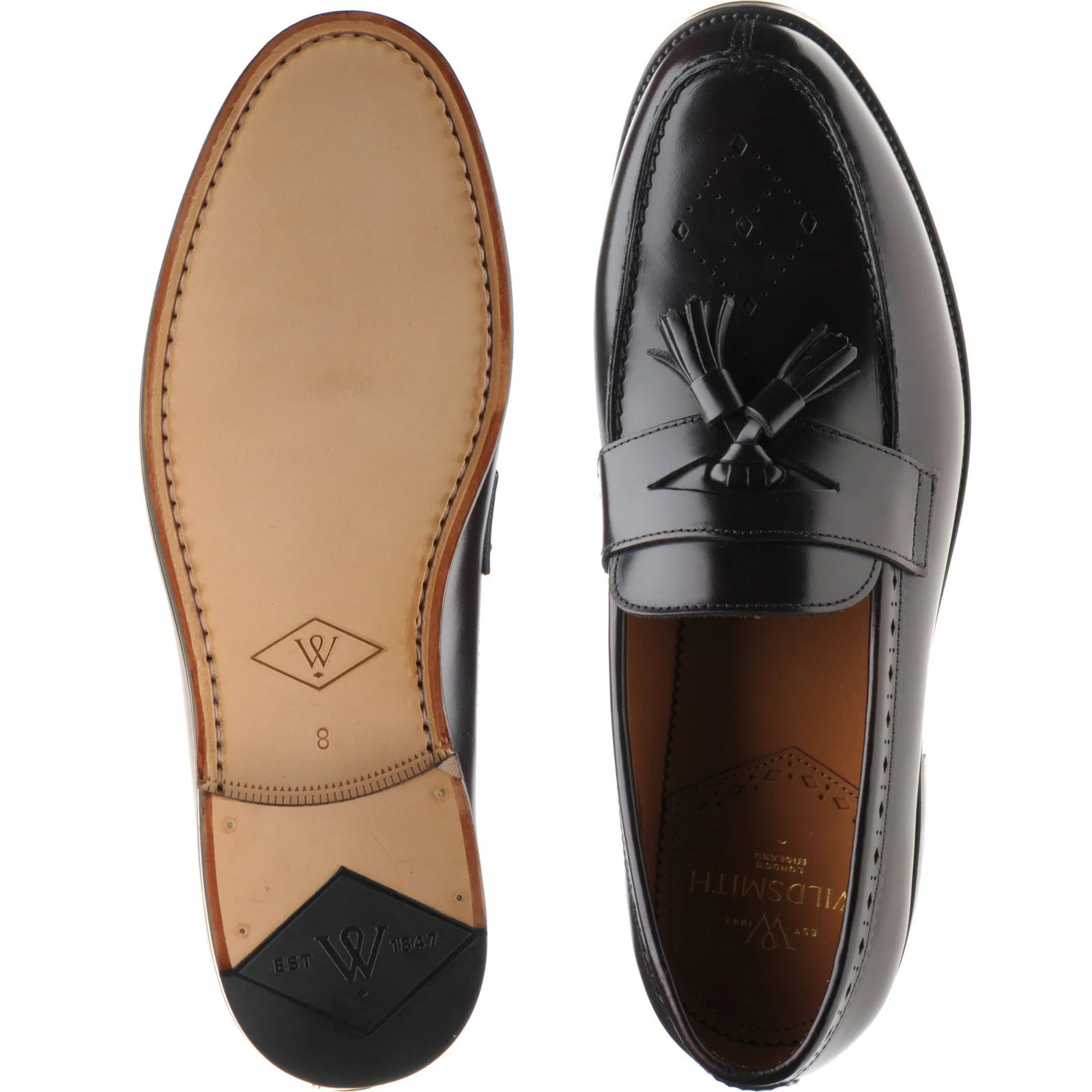 Wildsmith Model 27 mens tasselled loafers in burgundy polished - Image 3