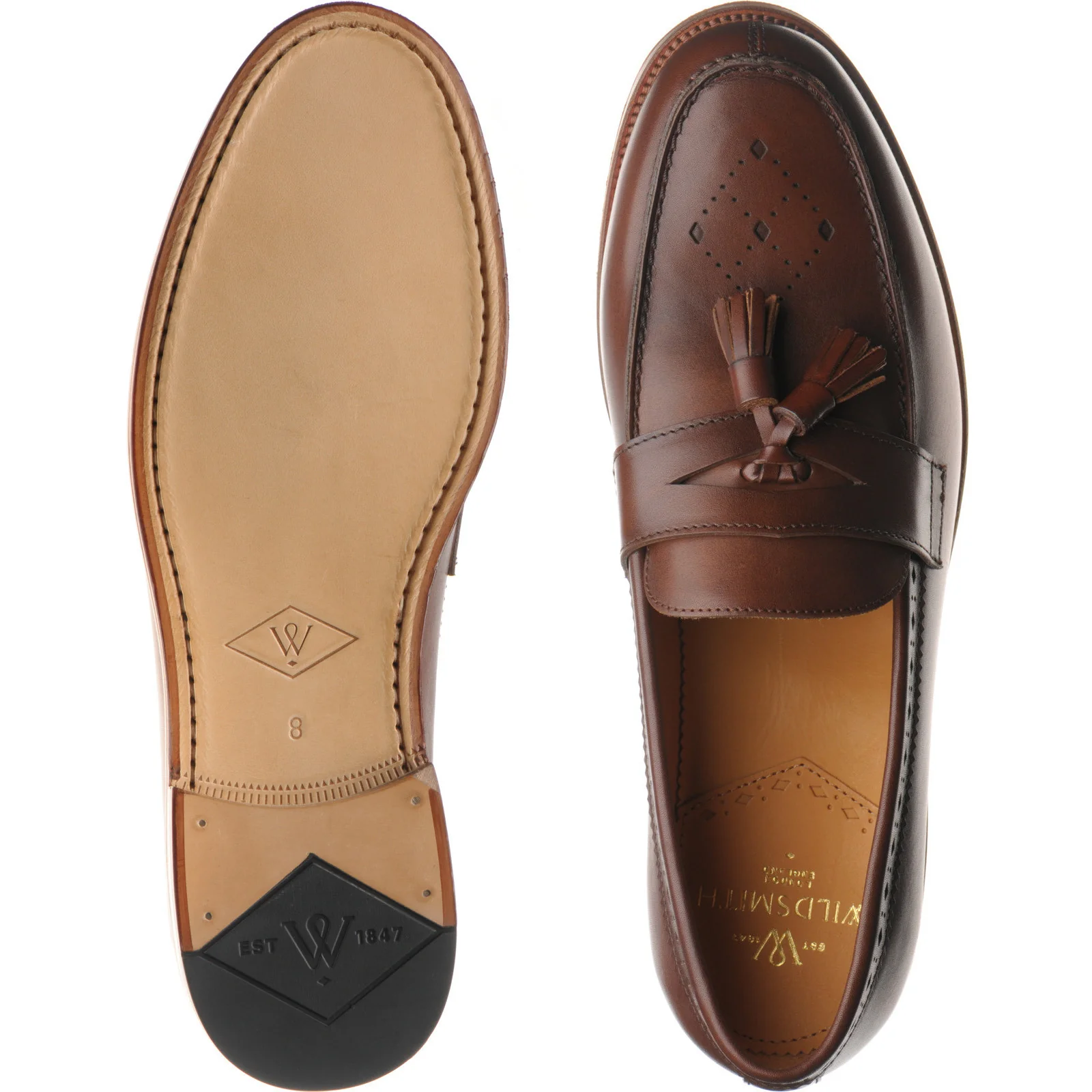 Wildsmith Model 27 mens tasselled loafers in cognac calf - Image 3