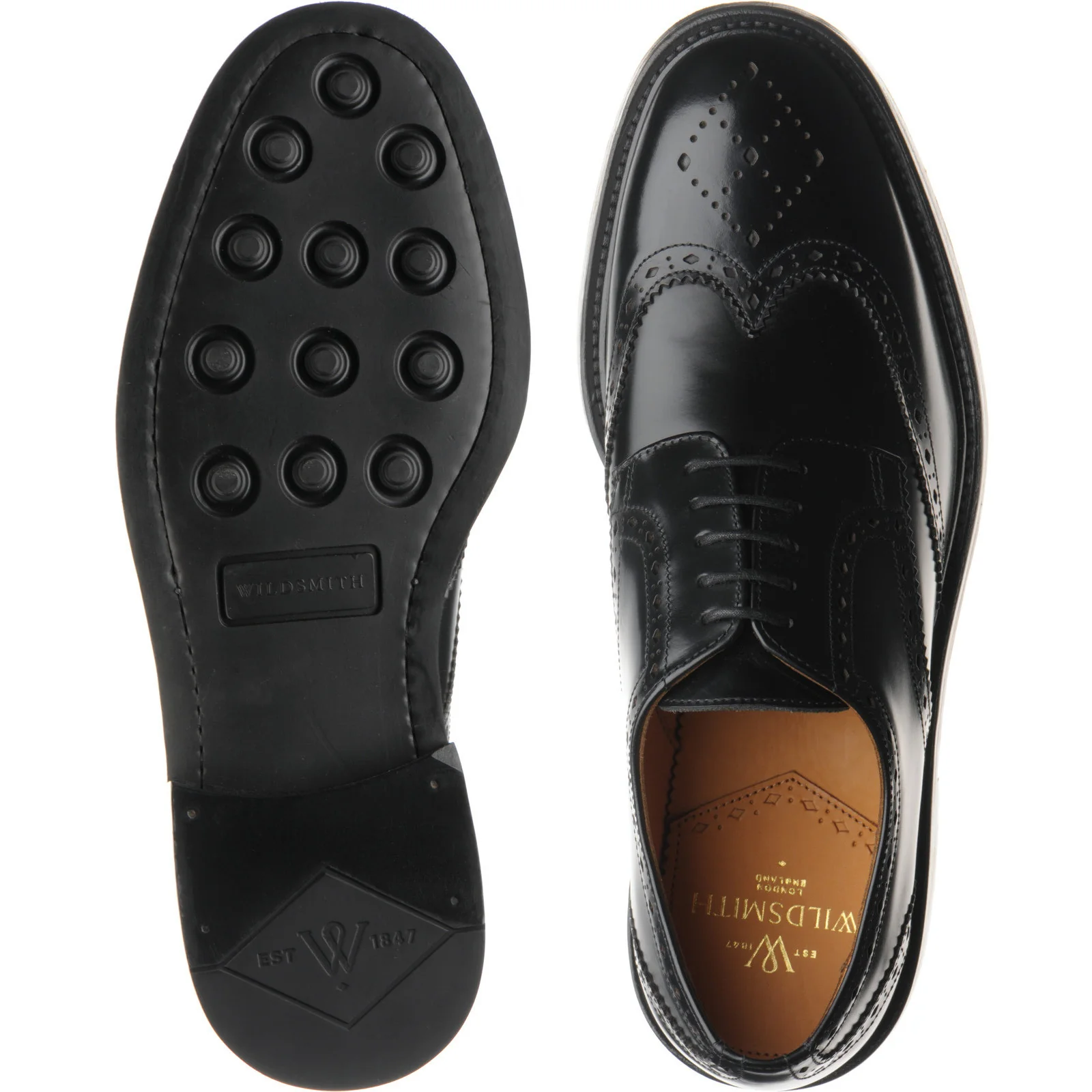 Wildsmith Model 39 mens brogues in black polished - Image 3
