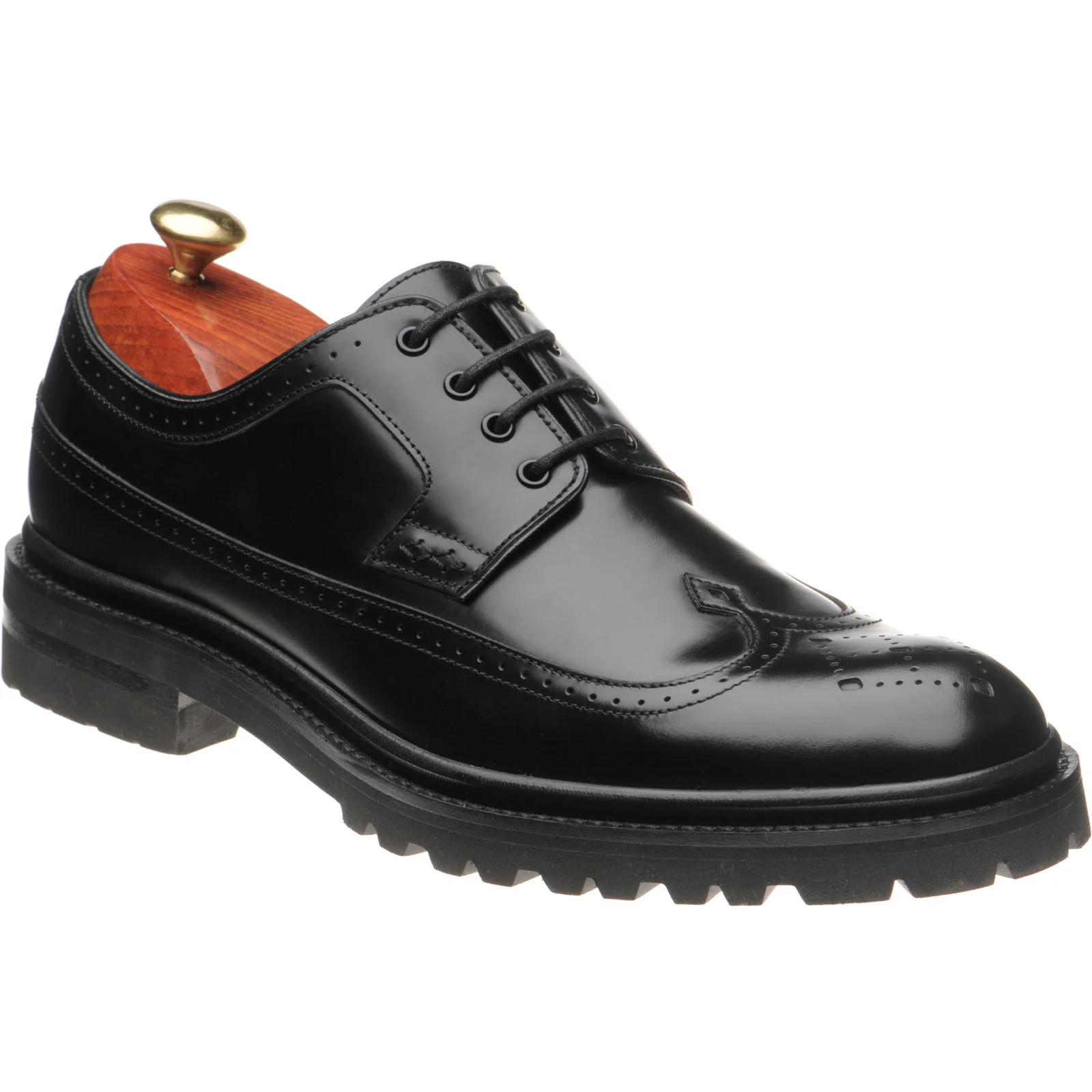 Wildsmith Model 43 mens rubber-soled brogues in black polished