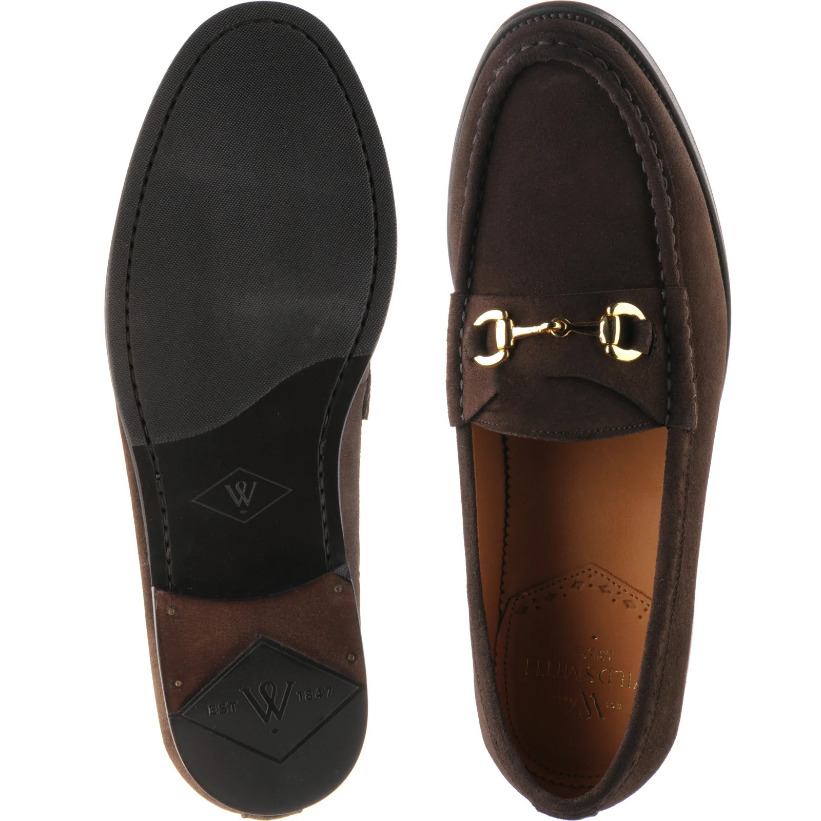 Wildsmith Model 53 mens rubber-soled loafers in dark brown suede - Image 3