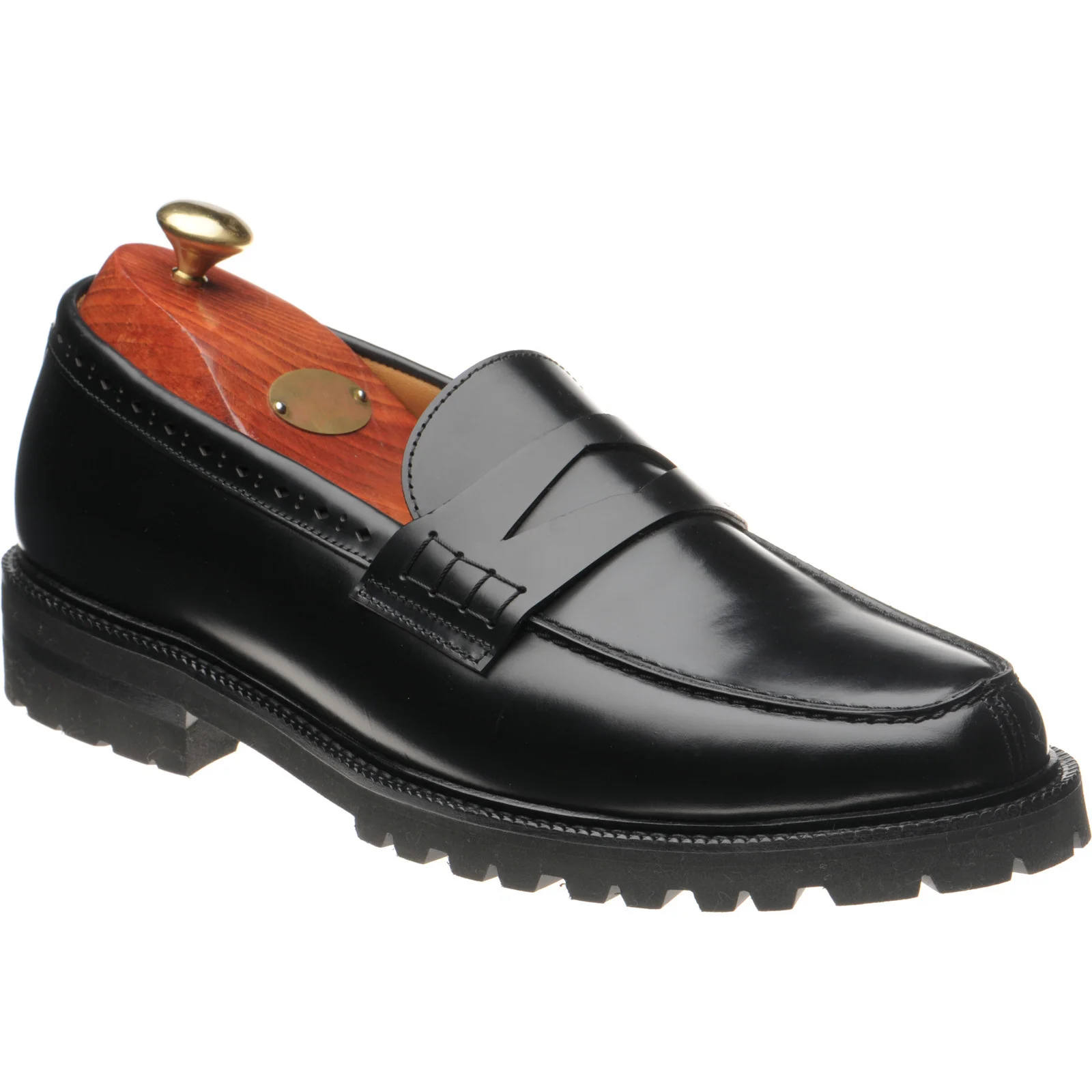 Wildsmith Model 55 mens rubber-soled loafers in black polished (second)