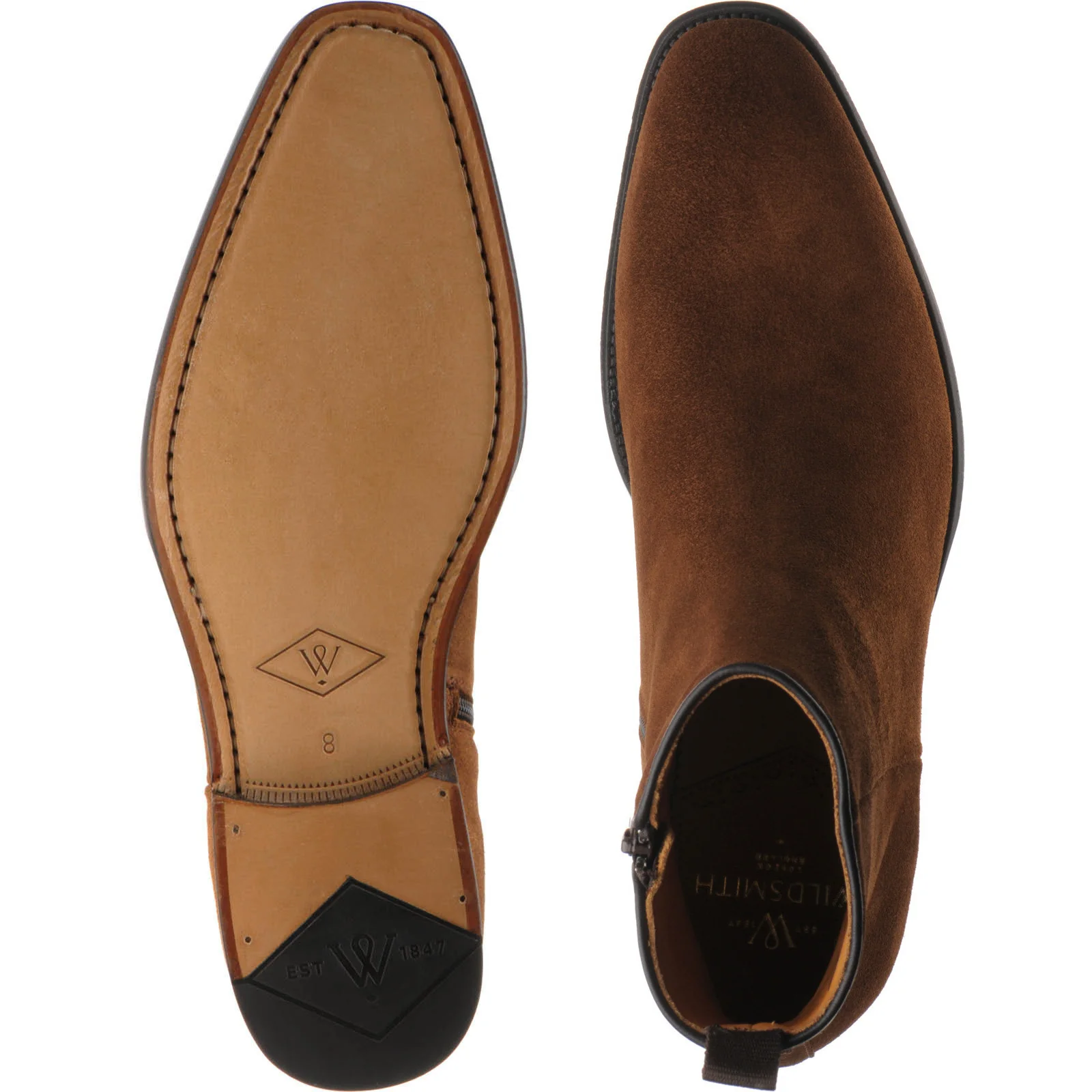 Wildsmith Model 70 mens Chelsea boots in tobacco suede - Image 3