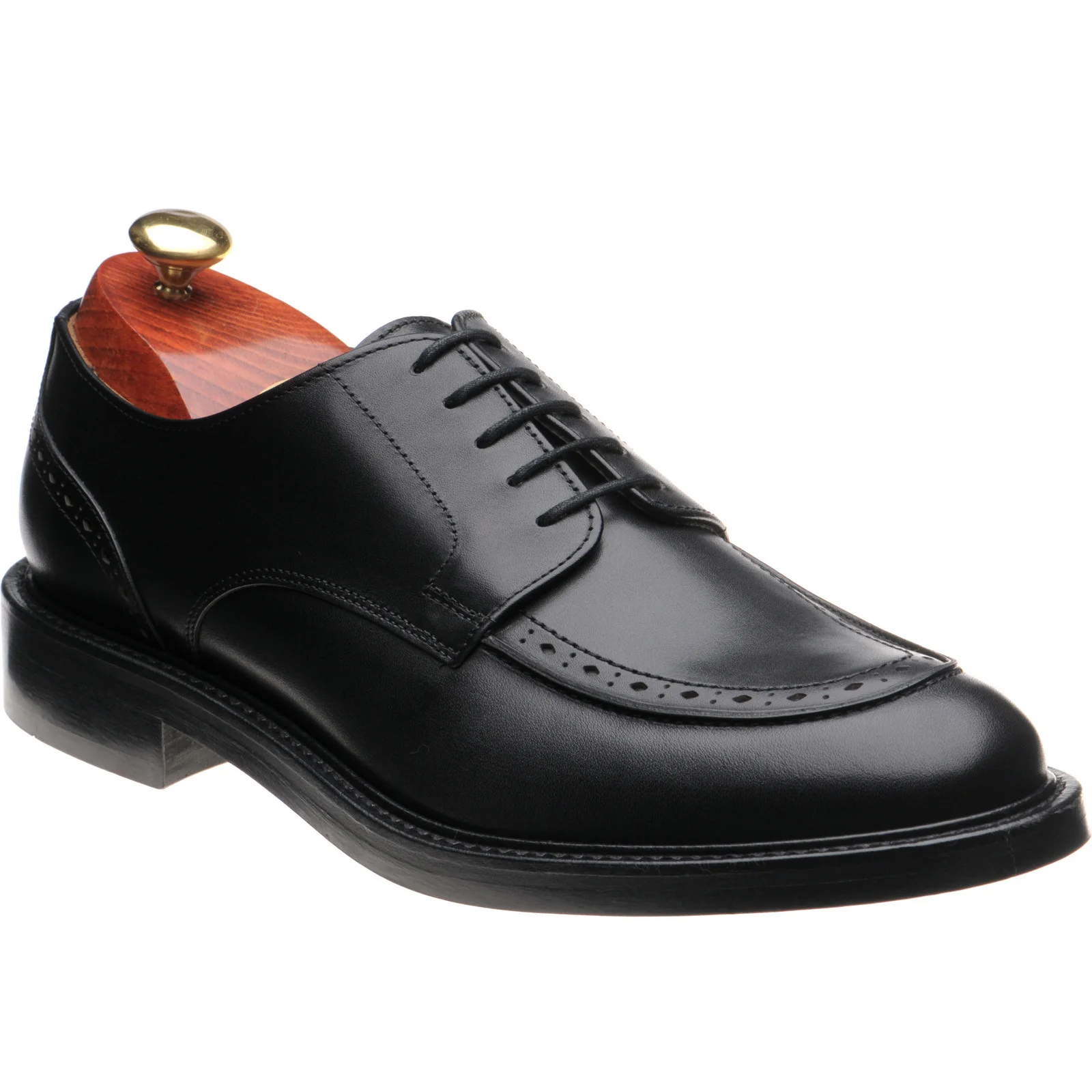 Wildsmith Model 74 mens rubber-soled Derby shoes in black calf