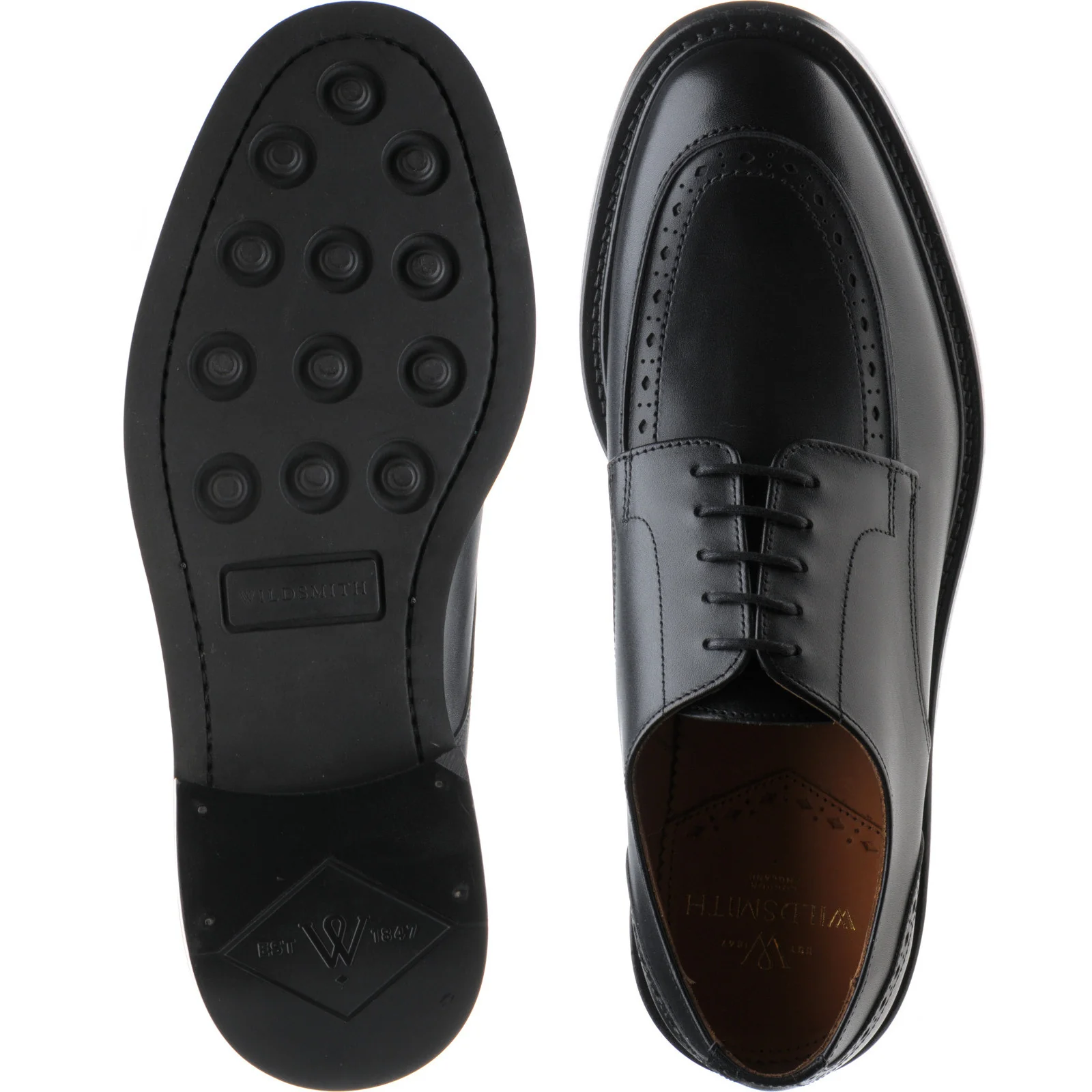 Wildsmith Model 74 mens rubber-soled Derby shoes in black calf - Image 3