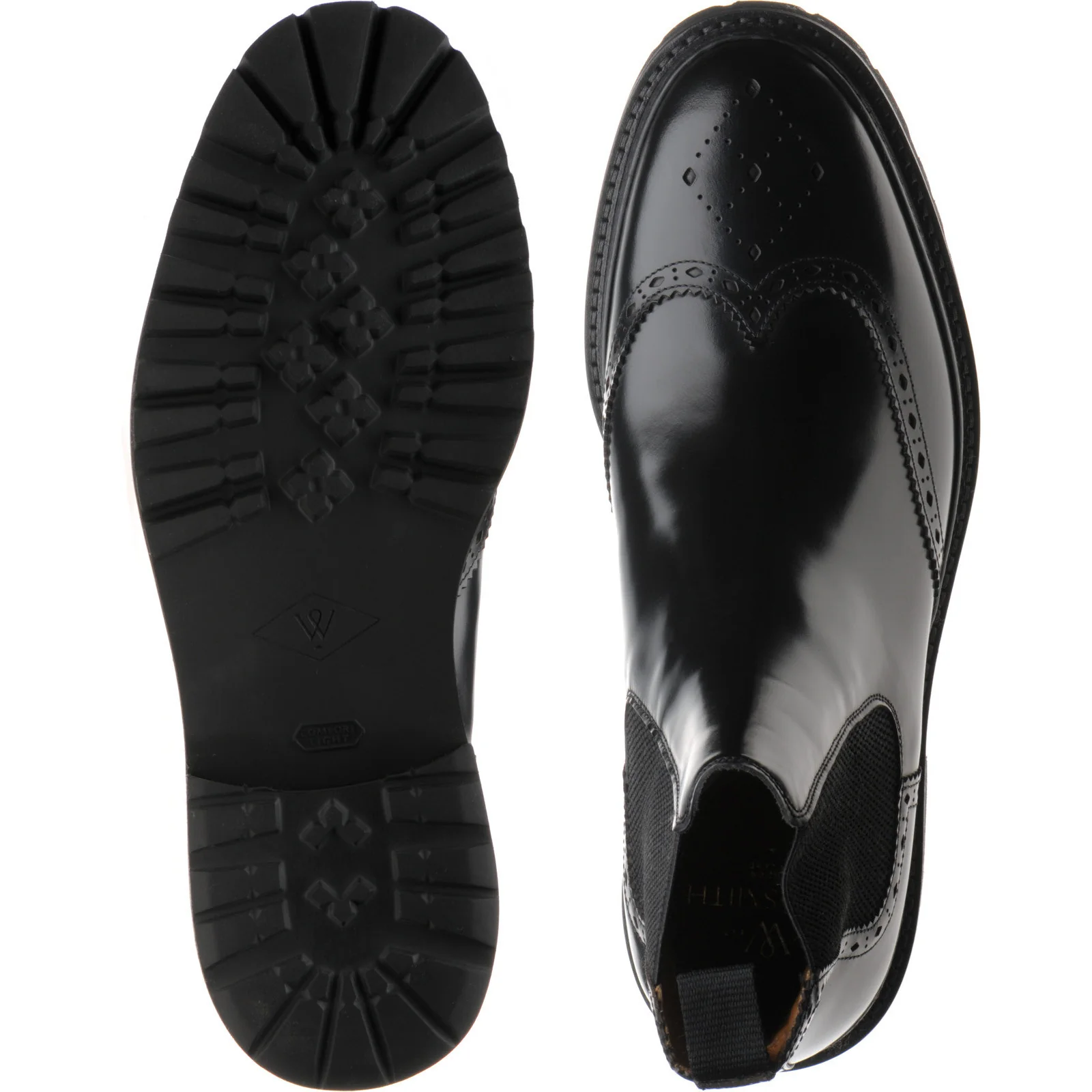 Wildsmith Model 78 mens rubber-soled brogue boots in black polished - Image 3