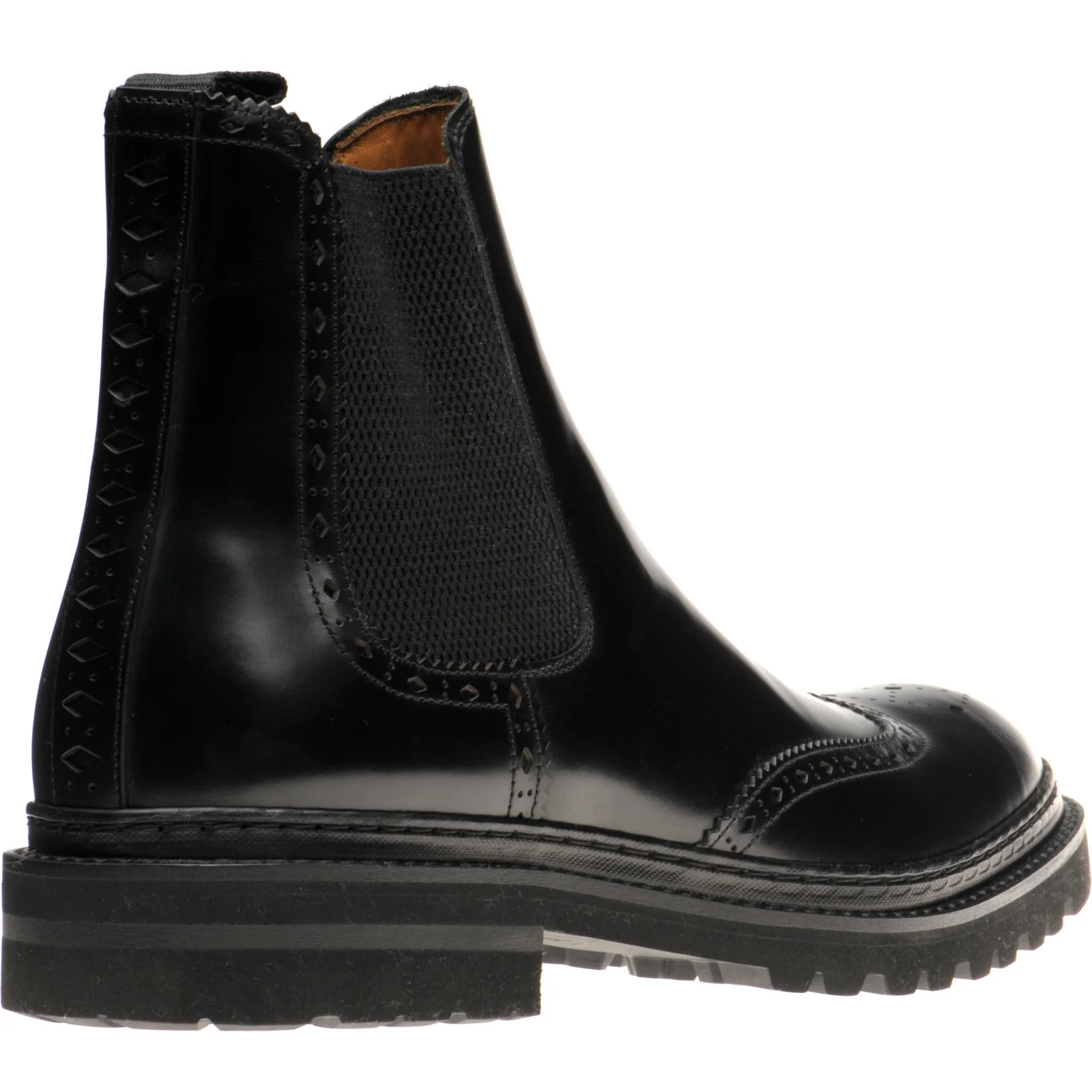 Wildsmith Model 78 mens rubber-soled brogue boots in black polished - Image 4