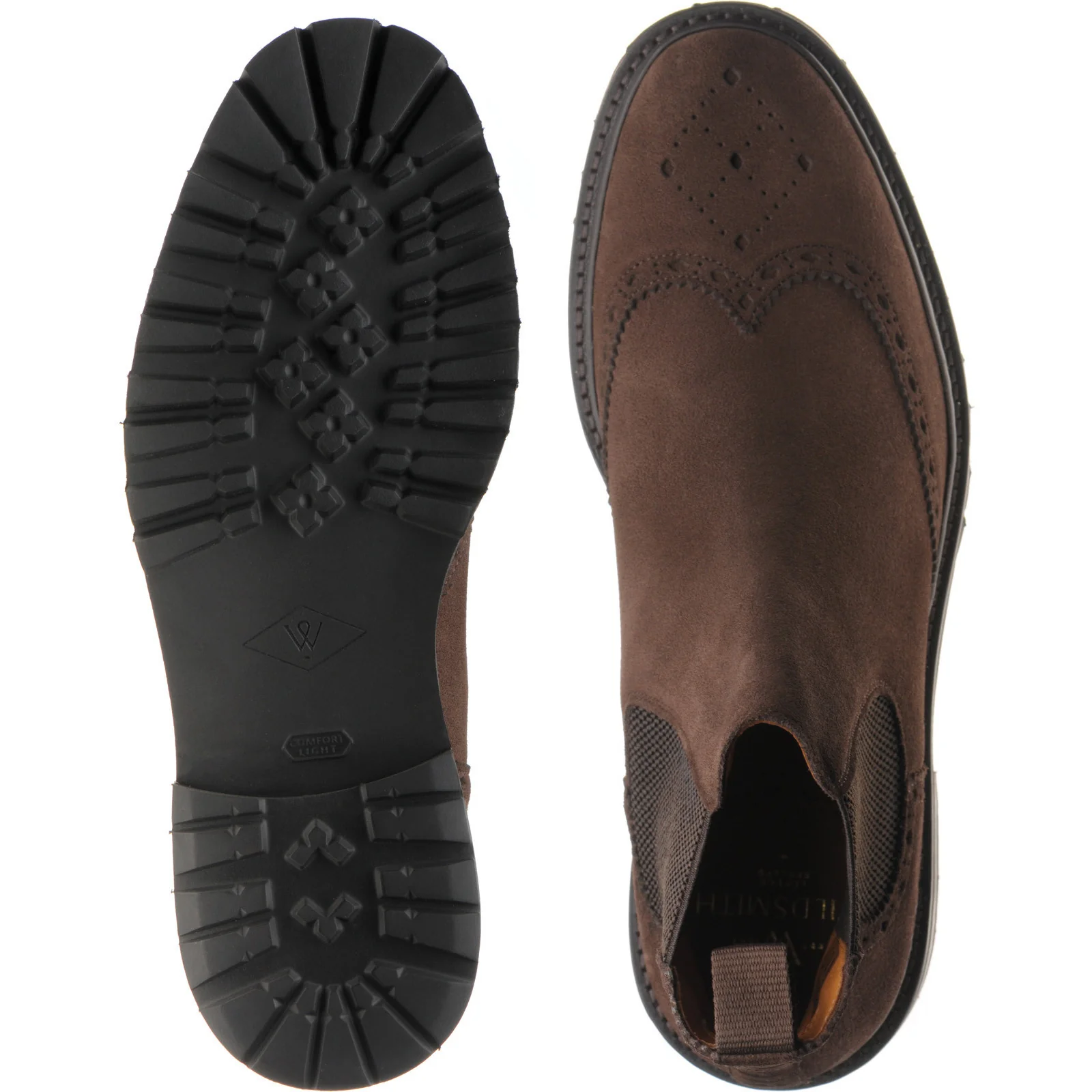 Wildsmith Model 78 mens rubber-soled brogue boots in dark brown suede - Image 3
