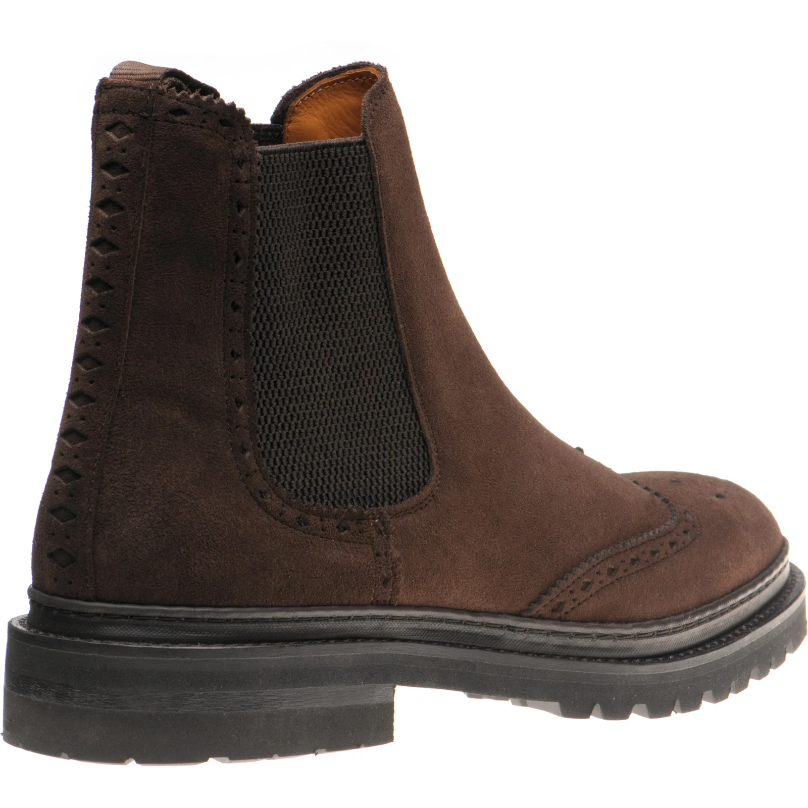Wildsmith Model 78 mens rubber-soled brogue boots in dark brown suede - Image 4
