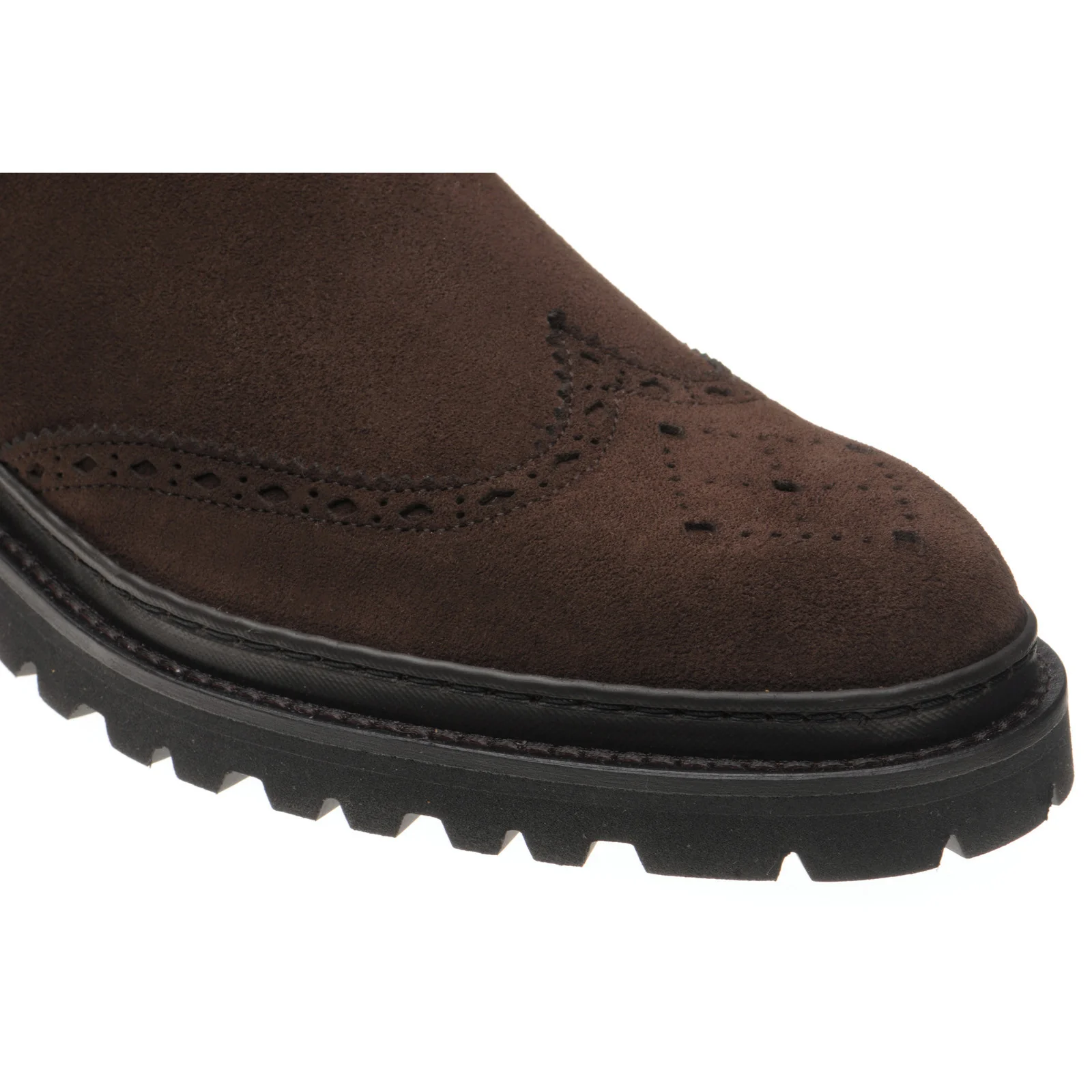 Wildsmith Model 78 mens rubber-soled brogue boots in dark brown suede - Image 5
