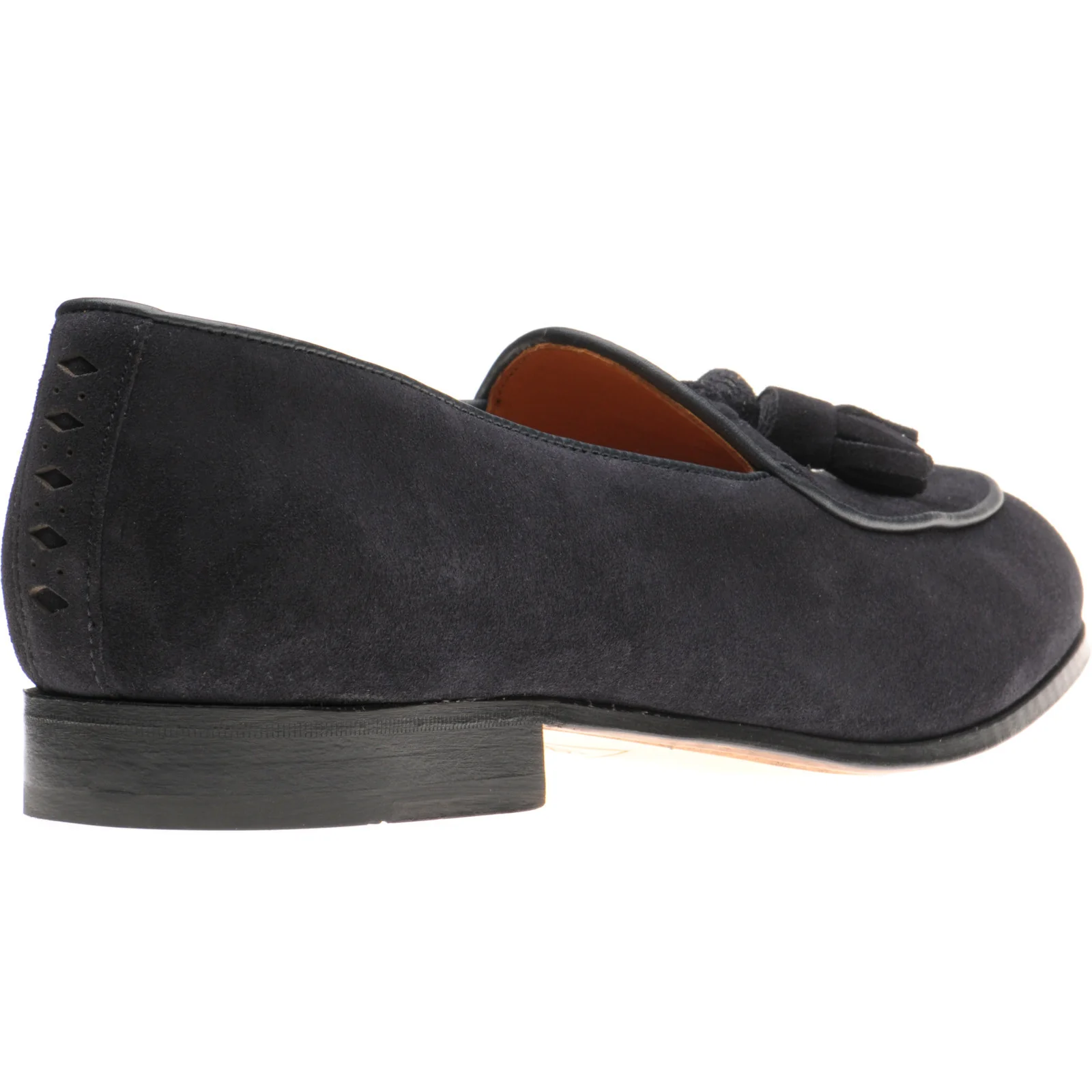 Wildsmith Model 88 mens tasselled loafers in navy suede - Image 4