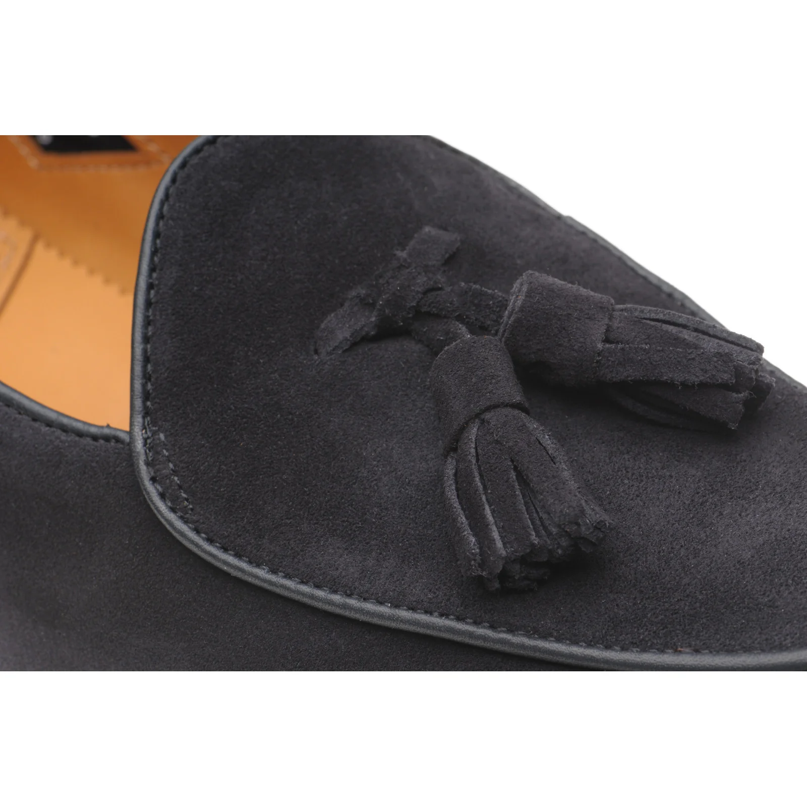 Wildsmith Model 88 mens tasselled loafers in navy suede - Image 5