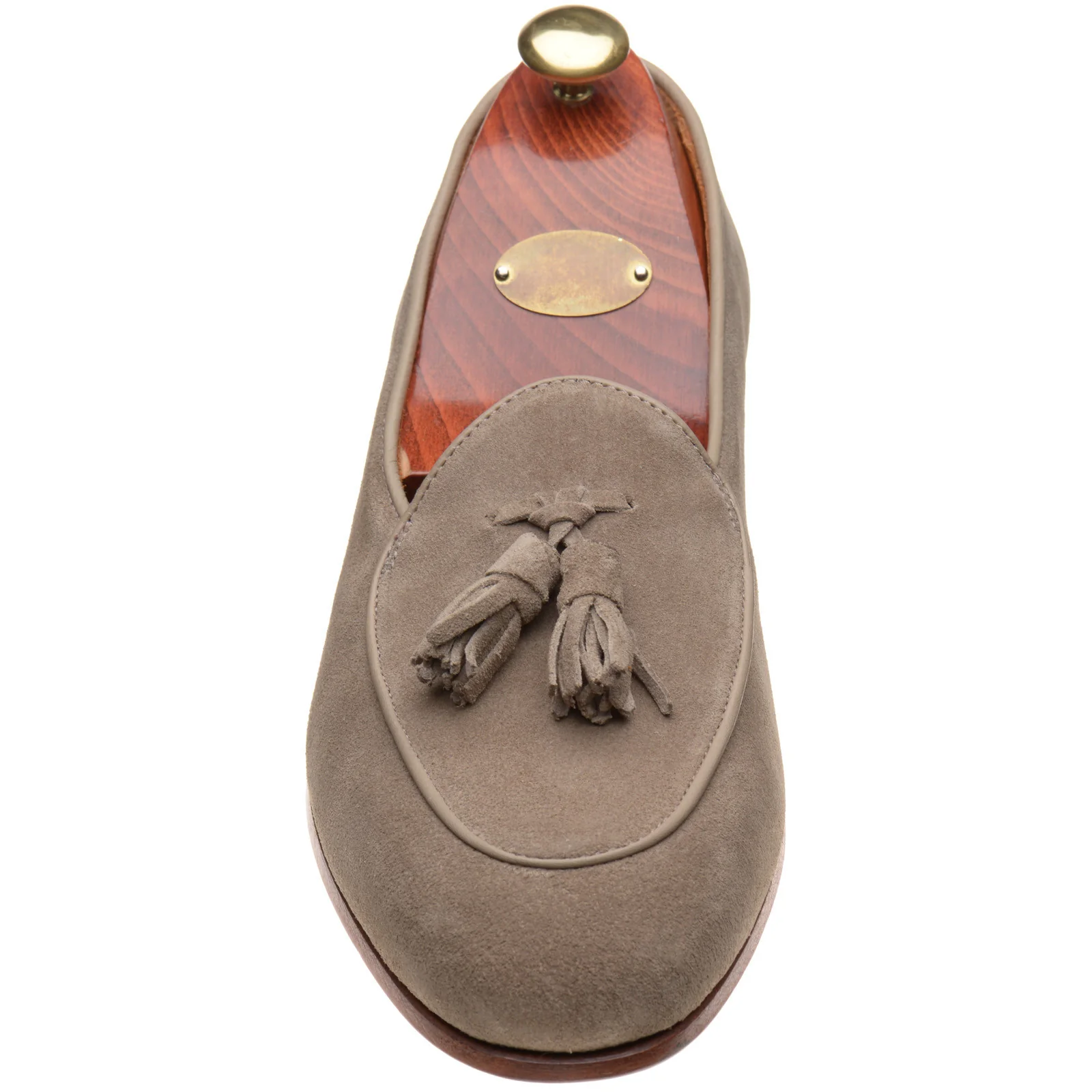 Wildsmith Model 88 mens tasselled loafers in taupe suede - Image 2