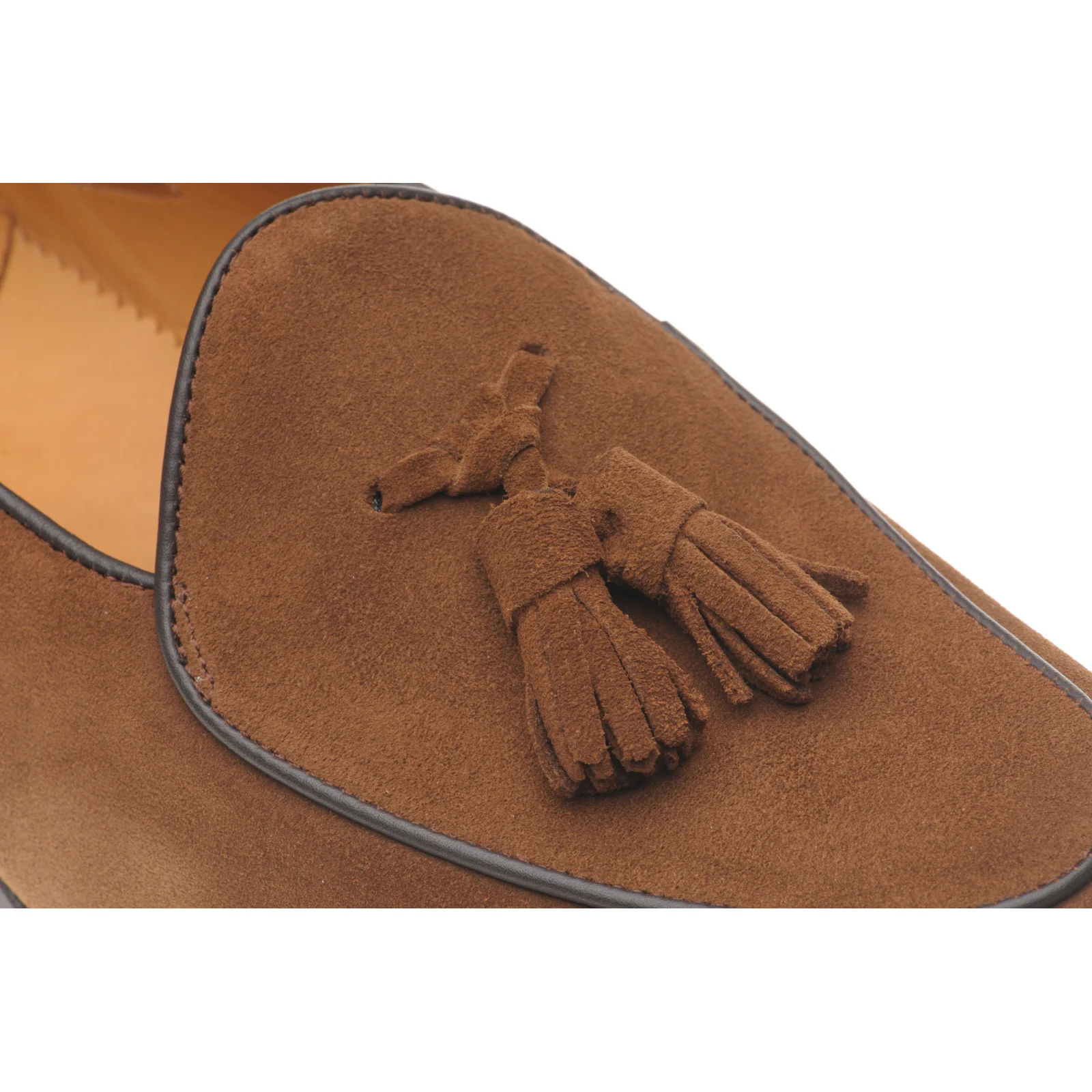 Wildsmith Model 88 mens tasselled loafers in tobacco suede - Image 5