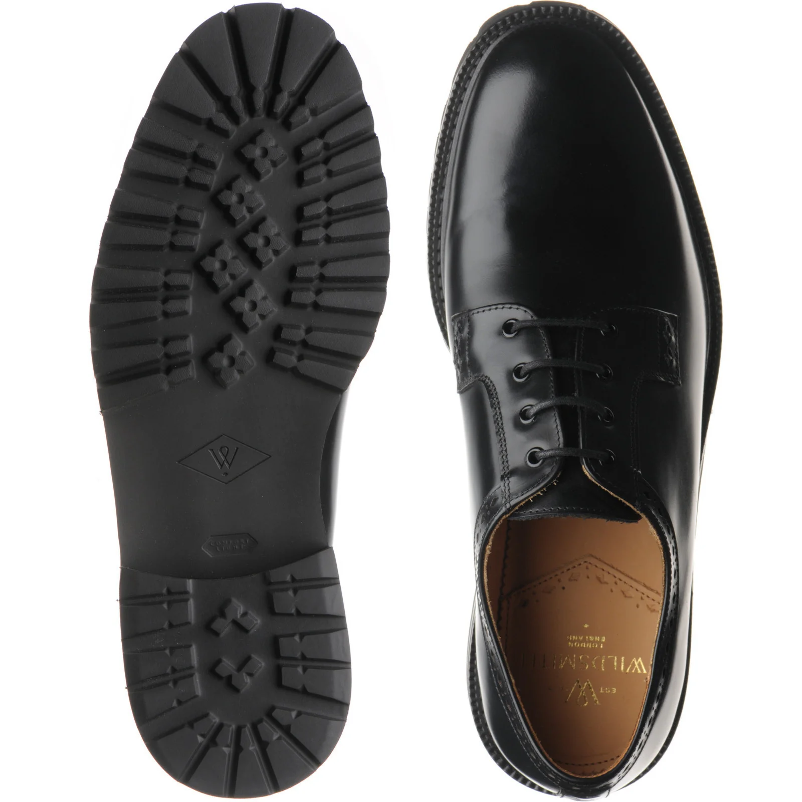Wildsmith Model 91 mens rubber-soled Derby shoes in black polished - Image 3