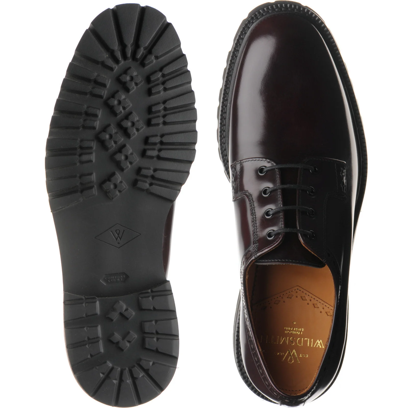 Wildsmith Model 91 mens rubber-soled Derby shoes in burgundy polished - Image 3