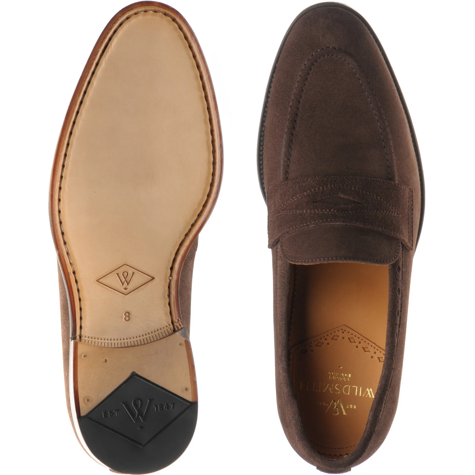 Wildsmith Model 98 mens loafers in dark brown suede - Image 3