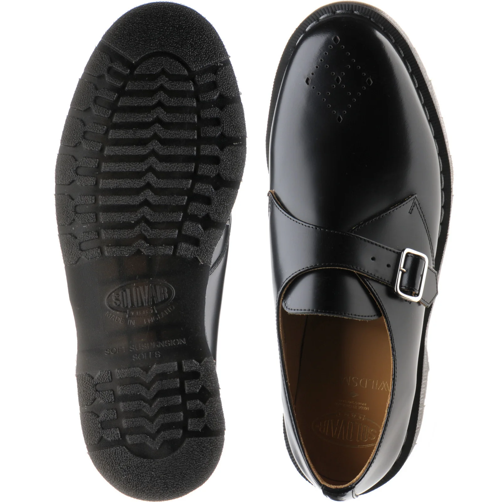 Wildsmith Model Monk mens rubber-soled monk shoes in black hi shine - Image 3